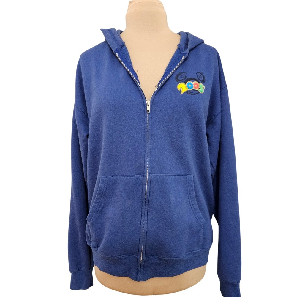 Vintage Walt Disney World 2005 Mickey Mouse Blue Zip Up Hoodie Womens Large